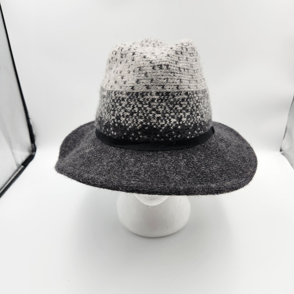 Coco + Carmen Hat Women Grey Wool Fedora Wide Brim Boho Chic Streetwear